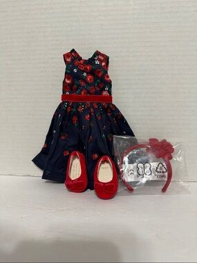 American Girl Willie Wishers Doll Roses Party Dress Outfit Shies Headband